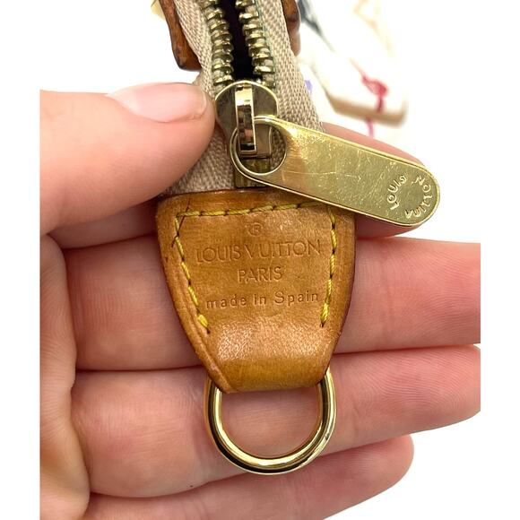 Louis Vuitton LV White Multicolor Logo Purse Bag Pouch w/Strap, Box and COA - Picture 8 of 16